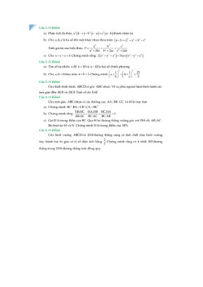 3 Đề thi chọn học sinh giỏi môn Toán Lớp 8
